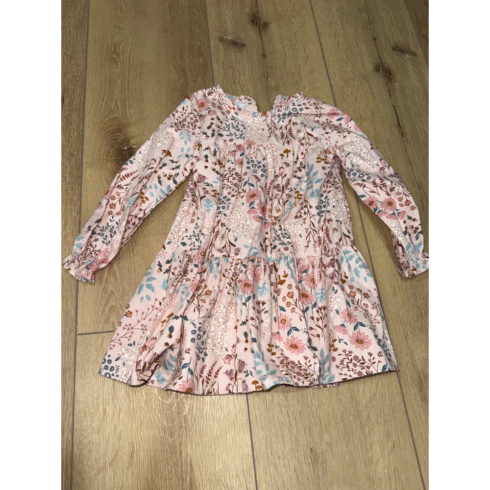 Modern Moments by Gerber Toddler Girls Pink Floral Tiered Long Sleeve Dress 3T